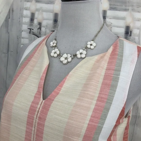 Cremieux Womens Size XS Pink White V Neck Striped Sleeveless Shift Dress Cotton - Picture 5 of 12